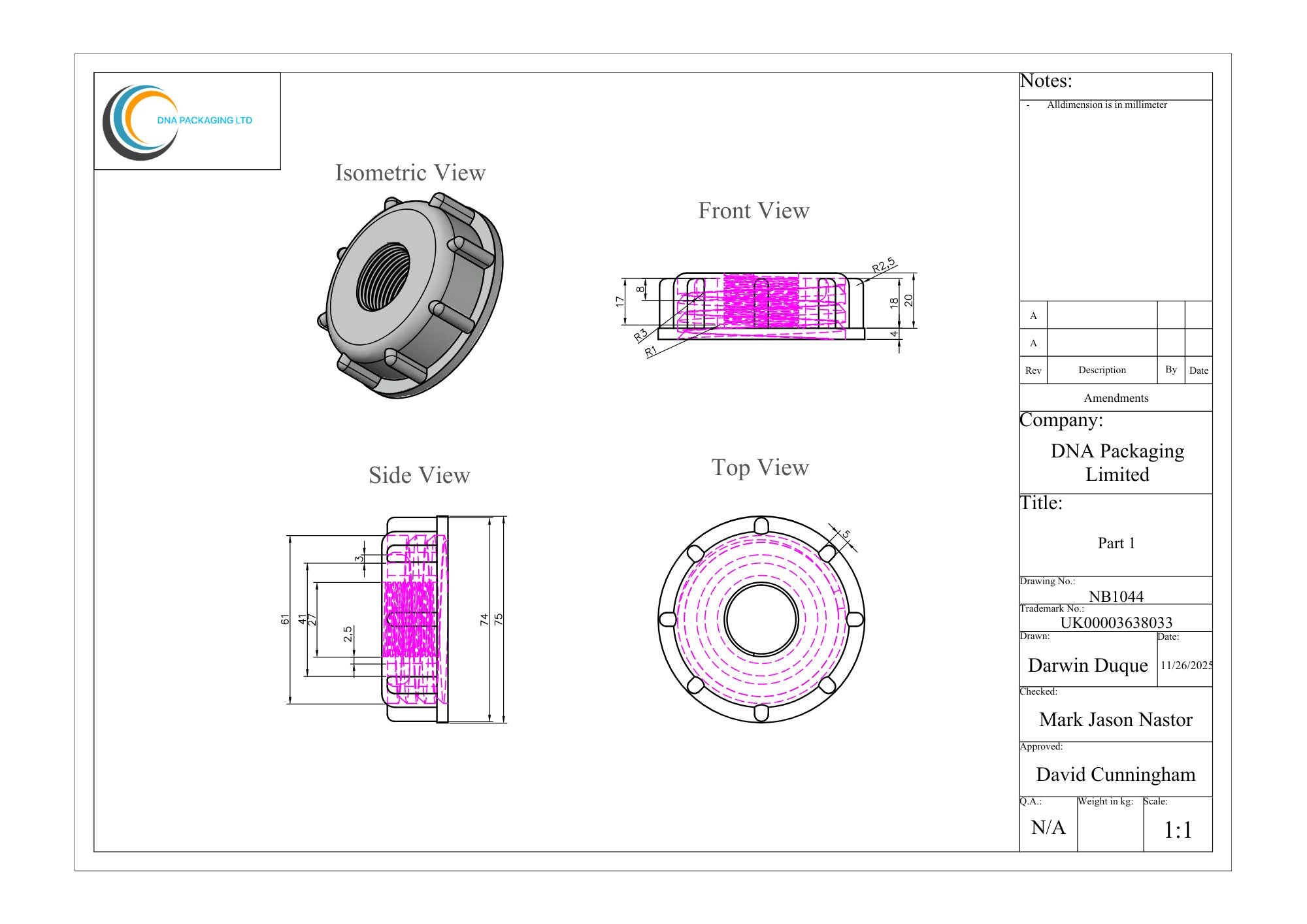 Din61 S60x6 (2 inch) Integrated Tap