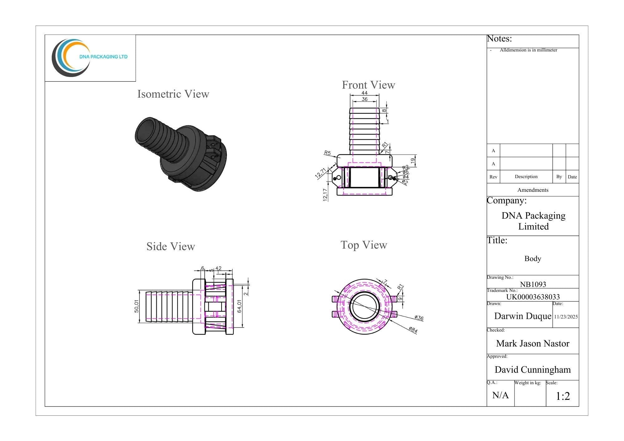 Camlock Coupler (2 inch) to (1.75 inch) Hose Tail