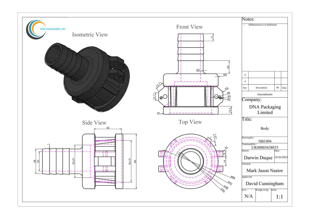 Camlock Coupler (2 inch) to (1.5 inch) Hose Tail