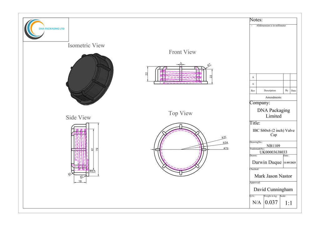 IBC S60x6 (2 inch) Valve Cap