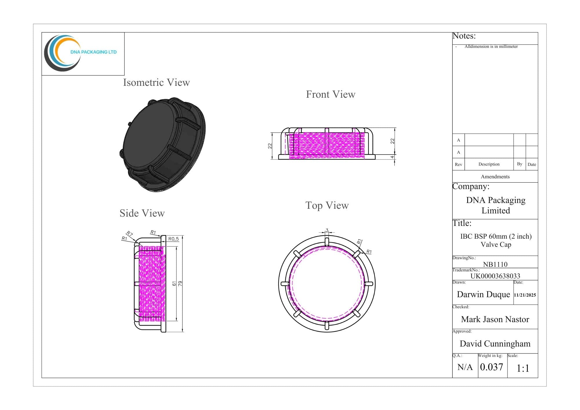 IBC BSP 60mm (2 inch) Valve Cap