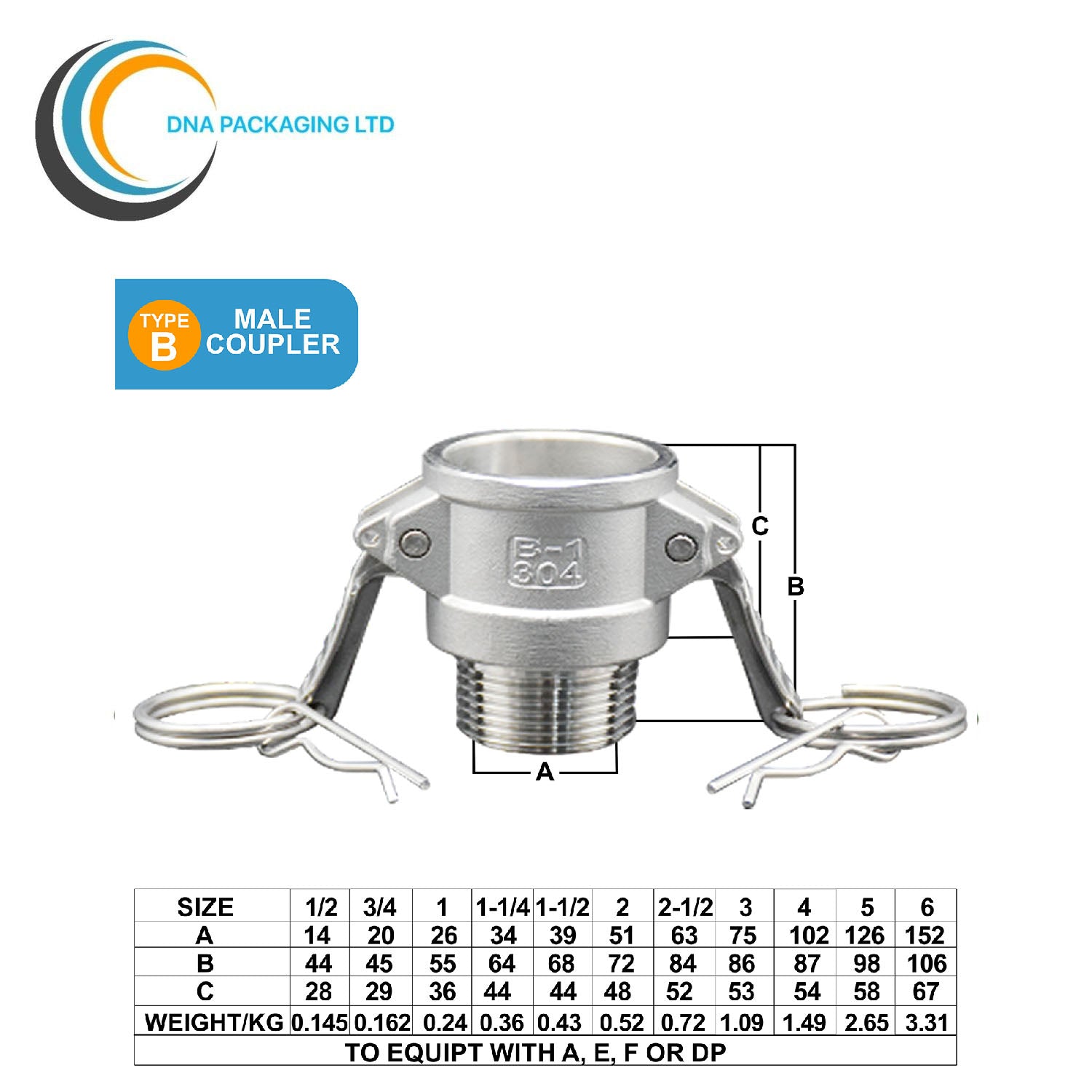 Stainless Steel 316 Type B - 2"