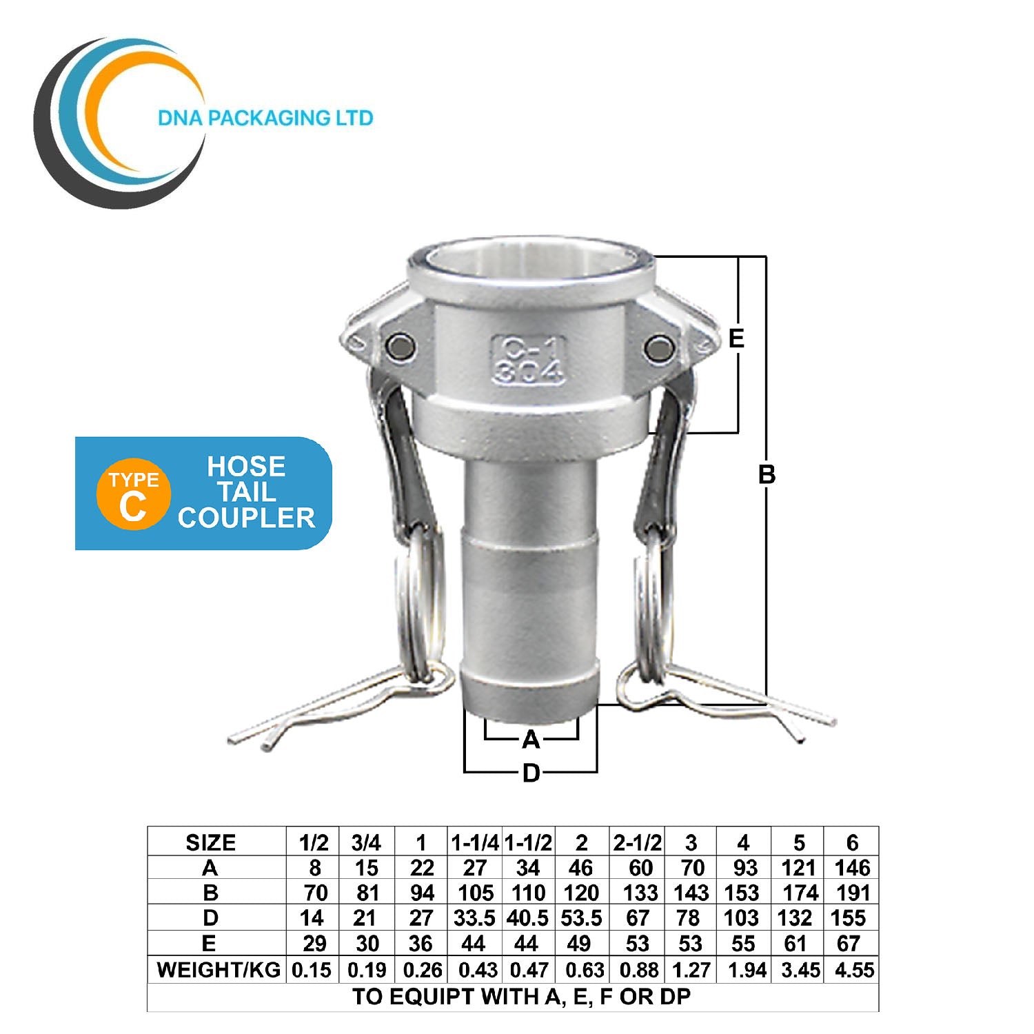 Stainless Steel 316 Type C - 1/2"